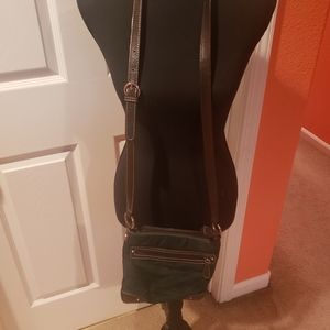 Gently used green suede crossbody